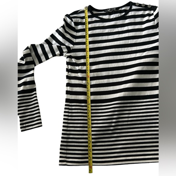Lauren Ralph Lauren black & white striped long tee,cotton, size medium, … - Picture 9 of 11